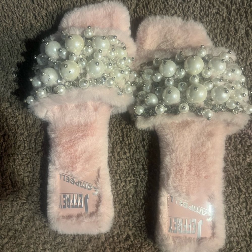 Jeffrey Campbell Pink Furry Slides